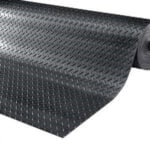 Black anti-slip rubber flooring roll for residential and commercial spaces.
