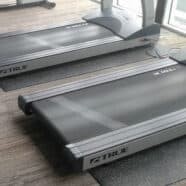 Treadmill and running machine for exercise and fitness training at home or gym.