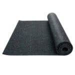 Black anti-slip flooring material with turquoise speckles, ideal for residential and office applications.