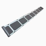 Flexible black self-adhesive floor tiles for residential and commercial use.